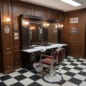 Estación de Barbería Clásica Negra con Lavabo para Salón de Belleza y Barbería - Product Image 3