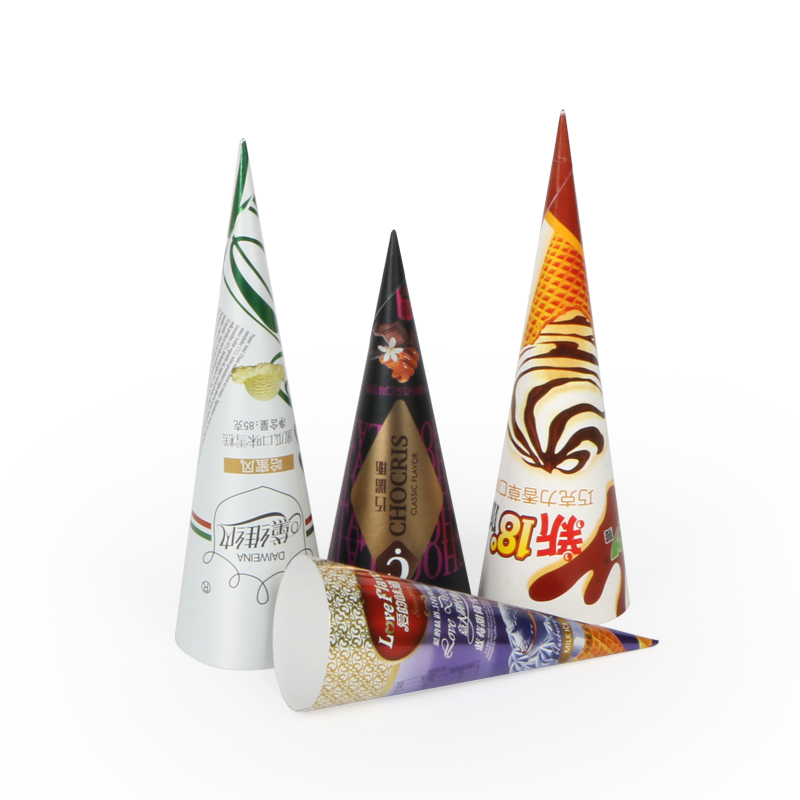Disposable Custom printed Ice Cream Cone Paper Wrapping Cone Sleeves