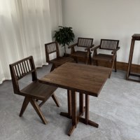 Table à manger carrée en bois d'orme massif, écologique, stable, style contemporain, structure à mortaise et tenon, mobilier de maison