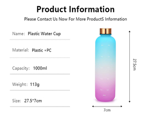 Bouteille d'eau en plastique sans BPA grande capacité pour usine, avec échelle de temps personnalisée, pour fitness et cyclisme, avec logo - Product Image 2