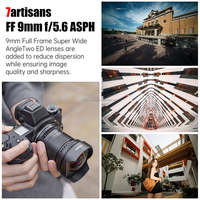 7artisans 9mm F5.6 Full-Frame Ultra-grand angle Prime Lens DSLR Appareil photo sans miroir pour Sony E Leica L Canon RF Nikon Z en stock