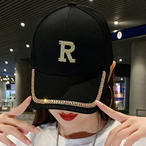 Hua Liyu <b>Baseball</b> <b>Cap</b> Adjustable Cotton Rhinestone R Design Women's Duckbill Hat Stylish Commute - Product Image 1
