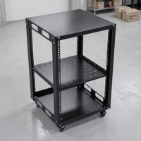 Rack réseau mobile 12U 19 pouces à cadre ouvert avec roulettes pour panneau de brassage, commutateur, routeur, câblage structuré, en acier SPCC noir, en stock