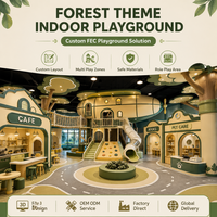 Projet de terrain de jeux intérieur Dark Forest Cafe : Village de jeu de rôle, maison dans les arbres, toboggan et piste routière pour les investisseurs en aires de jeux intérieures
