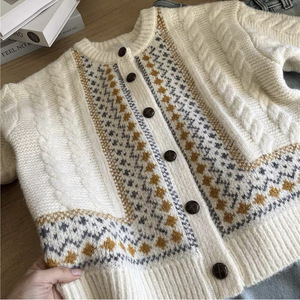 Dalang Sweater Factory Women's Knitted <b>Cardigan</b> Loose Fit Single Breasted Autumn Winter Warm Top Anti Pilling - Product Image 5