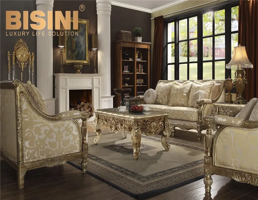 Sofa Gaya Arab Timur Tengah, Furnitur Keluarga Mewah Warna Emas Ruang Tamu