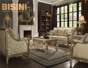 豪华中东阿拉伯风格金色客厅面料沙发皇室家具