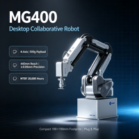 Bras robotique collaboratif de bureau Dobot MG400 à 4 axes, charge utile de 500 g, portée de 440 mm, précision de ±0,05 mm pour l'assemblage et le placement