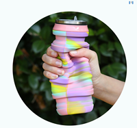 Bouteille d'eau pliable en silicone de 480 ml (16 oz) en forme de canette, personnalisable, avec couvercle, pour consommation directe, idéale pour les voyages et les excursions – Vente en gros