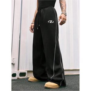 Pantalon de survêtement respirant 100 % polyester pour homme FOXA, taille haute, coupe large, avec cordon de serrage, style streetwear à rayures latérales - Product Image 4