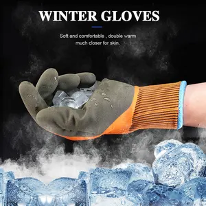 13G Acryl Winterwärmer wasserdichter thermischer Arbeitssicherheitsschutz im Freien Latex Sandbeschichtete Handschuhe
