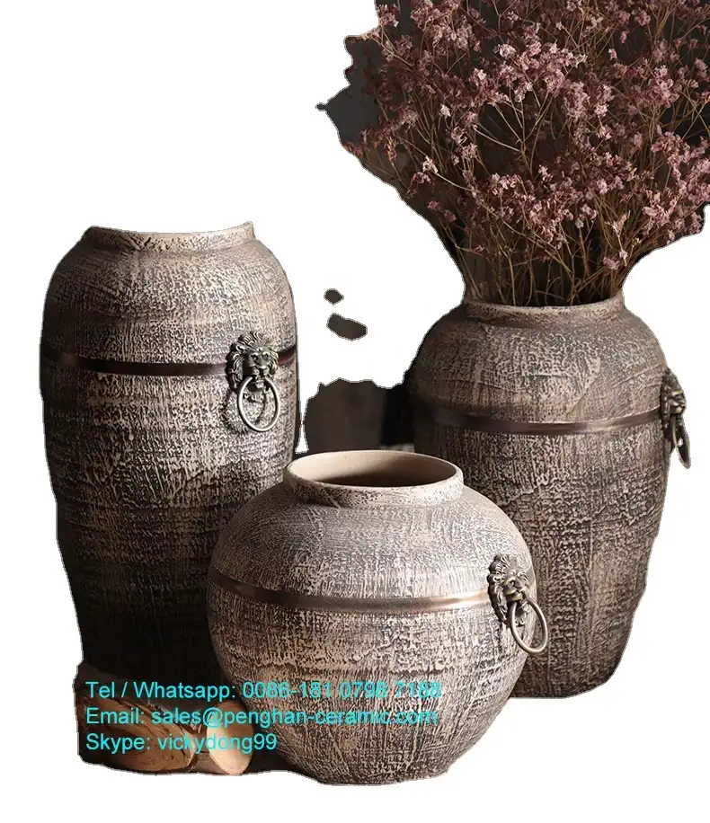 Pemasok Tiongkok Vas Keramik Meja Kustom dengan Kepala Singa Perunggu