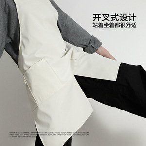 A-Line Waterproof Apron Dark Green Solid Color Work Suit Kitchen Uniform Water Resistant - Product Image 5