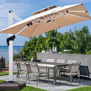 [Unique in Market]Latest Design Double Diagonal Pull Rod Outdoor Umbrella Solar Power <strong>Light</strong> USB Port Heavy Duty <strong>Garden</strong> <strong>Parasol</strong> - Product Image 1