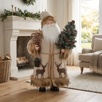 Figurine de Père Noël réaliste avec manteau à carreaux noir et blanc, poupée debout de Noël, décoration moderne de ferme
