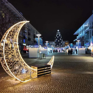 Uplumin LED Light <strong>3D</strong> Moon <strong>Star</strong> Motif Indoor and Outdoor Ramadan <strong>Decoration</strong> for Muslims for Christmas and Halloween for Eid - Product Image 2