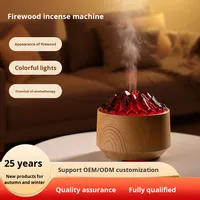 Humidificateur ultra-silencieux en bois de charbon de bois simulé, pour la maison, la chambre à coucher, volcan, huile essentielle, aromathérapie, machine USB
