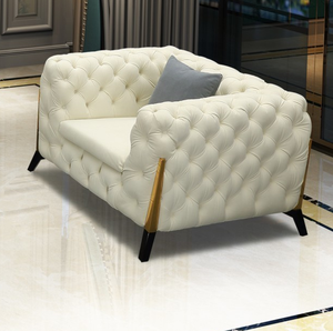 Canapé en <span class=keywords><strong>cuir</strong></span> à boucles en tissu crème français haut de gamme sur mesure pour trois personnes, design droit, anti-griffes de chat, idéal pour petits appartements - Product Image 4