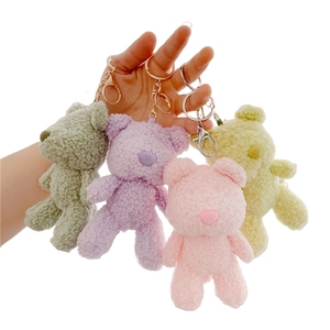 Cute Plush Bears Keychain Kawaii Fluffy Stuffed Animals Teddy Bear Key Ring Plush Doll Toy Pendant Purse Backpack Handbag Charms