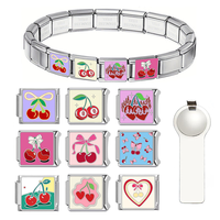 Gelang Rantai Baja Anti Karat Enamel Cherry Trendi 2026, Penjualan Laris Lintas Negara, Perhiasan Buatan Guangdong, Model ItalianCharm DIY