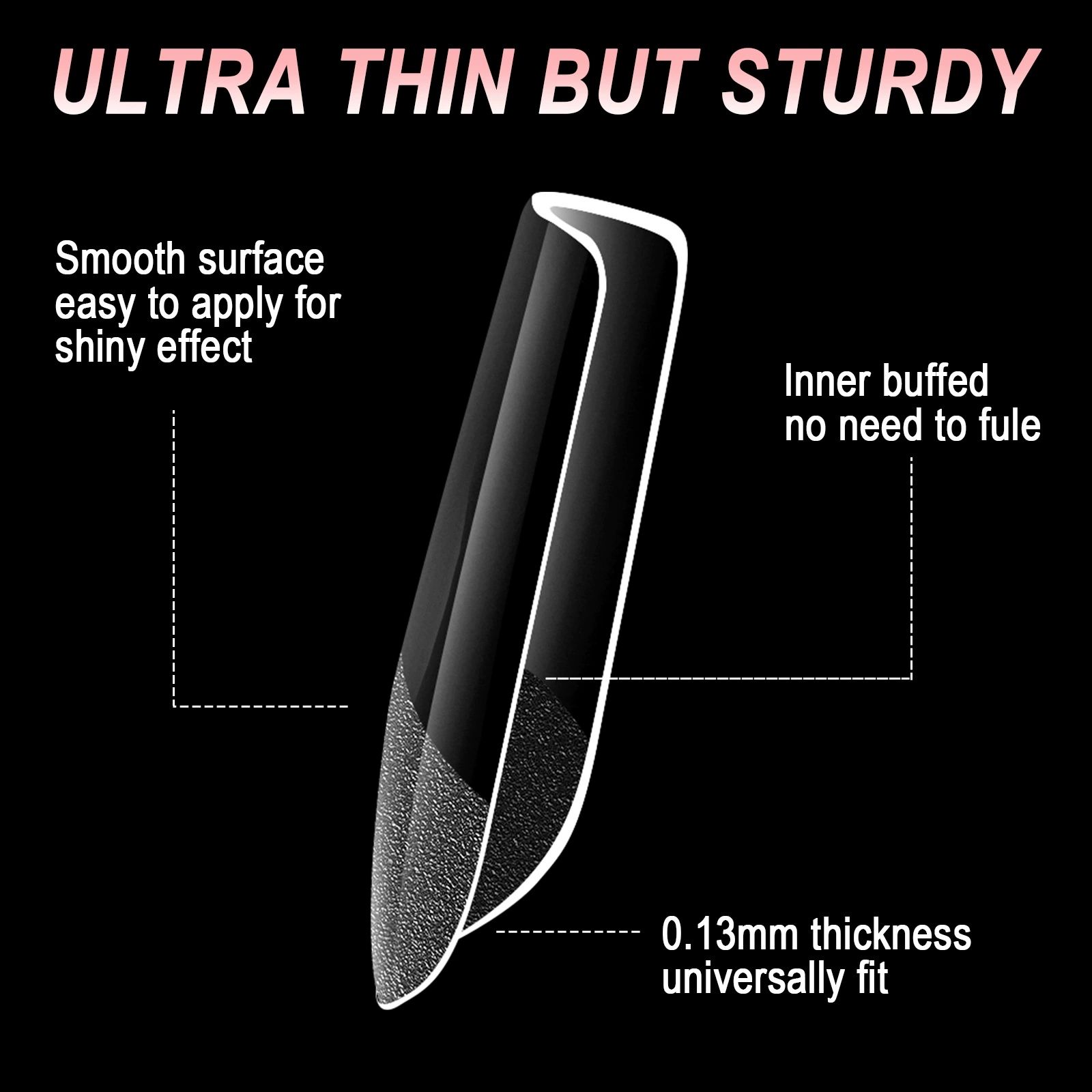 Wholesale 600pcs/Box Transparent Soft Gel Nail Tips Full Cover Extension False Nail Curved Press-On Stiletto Design for Fingers