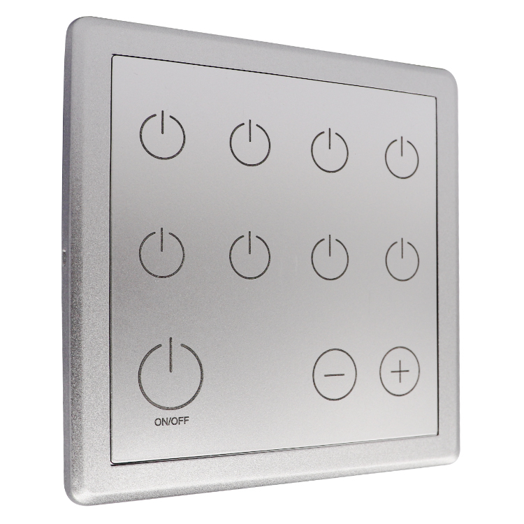 square wireless light switch 8 channels surface mounted dimming light sensor switch panel