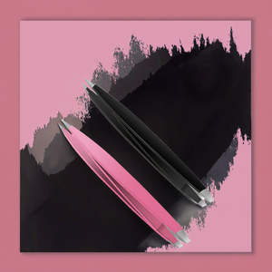 Pinzas profesionales para pestañas con logotipo personalizado Punta de fibra de todos los colores de acero inoxidable sostenible para extensión de pestañas - Product Image 2