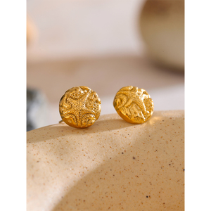 Jinyvoi 3429 estate in acciaio inox dorato gioielli da indossare quotidianamente impermeabili per le donne stile oceano <span class=keywords><strong>stella</strong></span> <span class=keywords><strong>marina</strong></span> rotonda <span class=keywords><strong>orecchini</strong></span> <span class=keywords><strong>a</strong></span> bottone - Product Image 2
