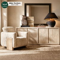 Ensemble de fauteuils modernes de style européen, siège en forme de baril, pieds en chêne massif, coussin moelleux, chaise en bois, mobilier d'intérieur, salon de villa