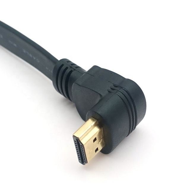 SYONG 90 Degree Angled Male to Male Flat Cable HDMI 2.0 4K60Hz  OD:2.8 BC for ThinkPad, Surface Pro, PC, Laptop, Monitor