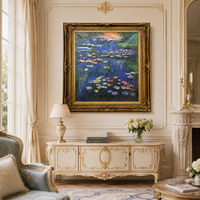 Reproductions de peintures à l'huile vintage peintes à la main, inspirées de l'Impressionnisme des Nénuphar de Monet, célèbres tableaux muraux décoratifs à suspendre