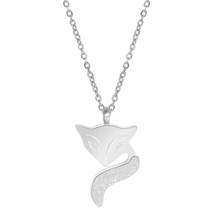 Collier pendentif en forme de renard pour femmes, chaîne de clavicule en acier or rose, bijoux à porter au quotidien, cadeau - Product Image 4