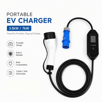 Nouveau chargeur EV portable 7KW 32A Type 2 Niveau 2, courant réglable, IP65, écran LCD 2,8 pouces, prise CEE, chargeur rapide pour voiture mobile