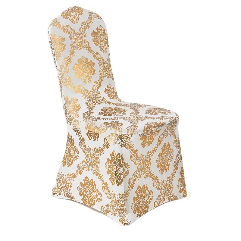 Новый дизайн золотой серебряный металлический Печатный Рождественский чехол на стул из спандекса