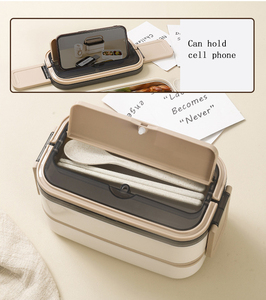 Boîte à lunch bento empilable à 2 niveaux, compatible micro-ondes, avec couvercle en plastique, pour enfants et adultes - Product Image 6