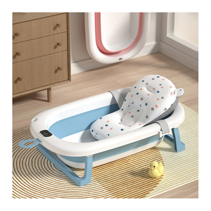 Folding Bathtub Baby Collapsible Standing Infant Baby <b>Bath</b> Tubs Bathtub Set Plastic <b>Foldable</b> for Kids Children With Temperature - Product Image 1