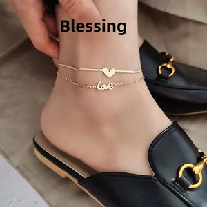 Tobillera <span class=keywords><strong>de</strong></span> Doble Capa con Corazón <span class=keywords><strong>de</strong></span> Piedra Natural para <span class=keywords><strong>Mujer</strong></span>, Acero Inoxidable con Baño <span class=keywords><strong>de</strong></span> Oro 18K, Personalizada, Versátil, <span class=keywords><strong>de</strong></span> Alta Gama, Resistente a la Decoloración, Novedad <span class=keywords><strong>2022</strong></span> - Product Image 4