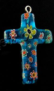 Pendentif en verre Millefiori 20x31x6mm avec attache en fer - Product Image 4