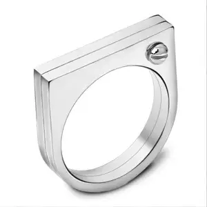 Professional and unique carved stainless steel opening titanium steel ring