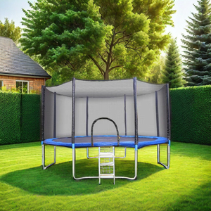 Unisex 8FT 12FT 15FT Outdoor Steel Patio Garden <b>Trampoline</b> with Ladder <b>for</b> Kids & Children's Fun - Product Image 6
