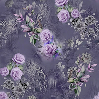 Tela Crepé Koshibo Suave, Tela Tejida Floral Morada, 100% Poliéster, Tela Koshibo Personalizada en 3D para Vestidos