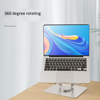 Support de tablette rotatif à 360 degrés avec capacité de rotation de 180 degrés vers le haut et vers le bas, support d'ordinateur portable en alliage d'aluminium durable, base en métal