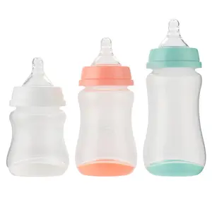 Biberón de plástico Pp de calibre ancho sin asa Fabricantes de pajitas de silicona Productos de alimentación para bebés al por mayor