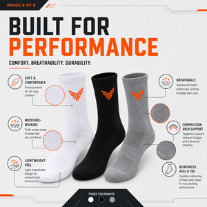 Chaussettes de sport personnalisées en jacquard avec logo, mi-mollet, pour hommes, pour la gym et la course, chaussettes athlétiques personnalisées en coton respirant - Product Image 2
