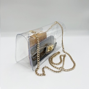 <b>Clear</b> Stadium Exclusive Transparent Square PVC Women's Fashion Chain <b>Bag</b> Below 20L Capacity - Product Image 3