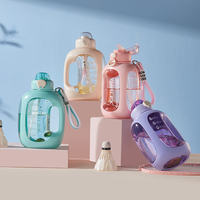 Bouteille d'eau portable Kawaii de 1500 ml, grande capacité, pour étudiants, à boire directement, écologique, gourde de sport, pour enfants, utilisation estivale
