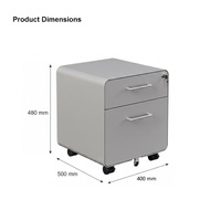 Meuble de rangement mobile en acier à 2 tiroirs, avec serrure et roulettes, écologique, pour bureau, maison, école, chambre, atelier