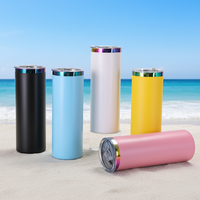 Bouteille d'eau personnalisable en acier inoxydable à double paroi de 20 oz, plaquée arc-en-ciel, avec paille, gobelets réutilisables gravés