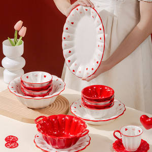 Tazón de Cerámica con Estampado de Corazón al por Mayor, Regalos de San Valentín <span class=keywords><strong>para</strong></span> <span class=keywords><strong>Parejas</strong></span>, <span class=keywords><strong>Tazones</strong></span> de 5 y 9 Pulgadas y Olla de Cerámica <span class=keywords><strong>para</strong></span> Guisos de 8 Pulgadas con Asa - Product Image 2