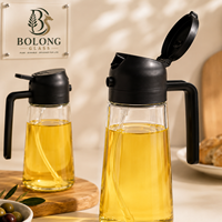 Bouteille pulvérisateur d'huile en verre cylindrique 470 ml avec logo personnalisé, vente en gros, brume fine, sérigraphiée, écologique, pour huile de cuisson et liquides